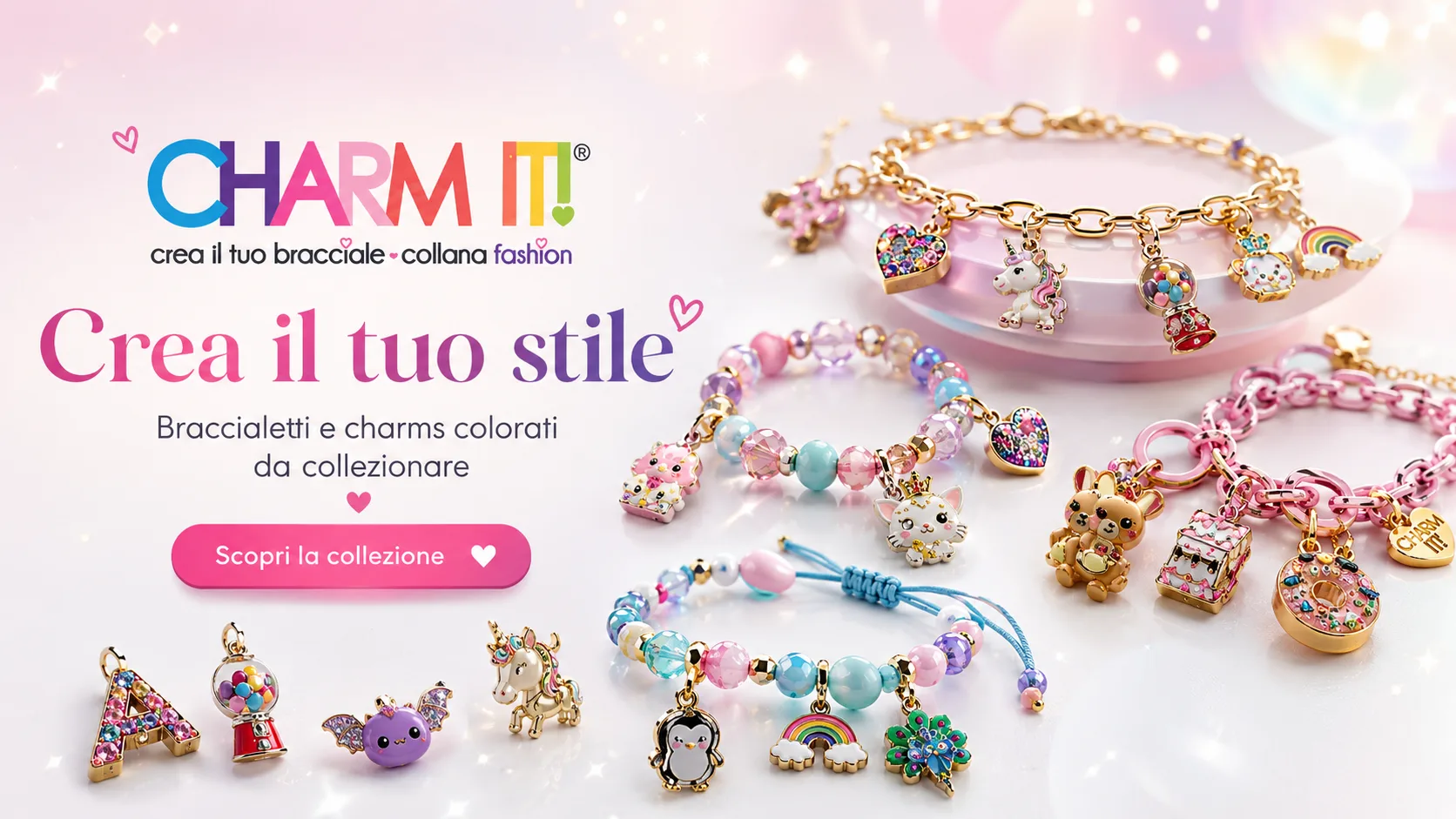Braccialetti e charms colorati CHARM IT da collezionare